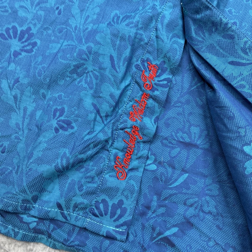 Robert Graham Flip Cuff Shirt Men's XL Blue Floral Jacquard Button Up - Picture 8 of 13